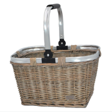 Grey Wash Folding Aluminium Handle Shopping Basket