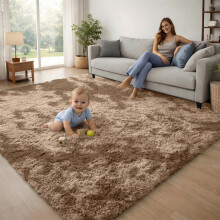 (Tie Dye Beige) 120x170cm Large Shaggy Rug -Faux Fur Shaggy Carpet for Bedroom Livingroom UK