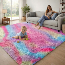 (Rainbow) 120x170cm Large Shaggy Rug -Faux Fur Shaggy Carpet for Bedroom Livingroom UK