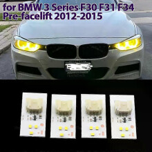 Gul LED 63117398766 Sett inn DRL kjørelysbrett Angel Eyes for BMW 3-serie F30 F31 F34 Xenon-frontlykter 2013-2015_M