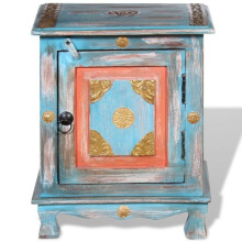 Mesa de cabeceira, cômoda, armário, móvel de quarto, madeira de mangueira maciça, azul 1402017