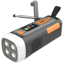 4500mAh Emergency FM/ Bluetooth Radio USB/Solar/Hand Crank Dynamo 3-Way Power Supply for Outdoor Camping_M