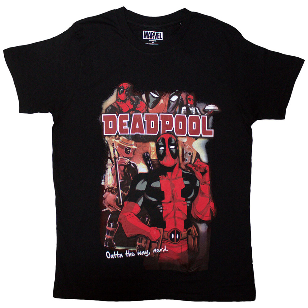 Dc Comics (L, Black) Deadpool Outta The Way Nerd T Shirt