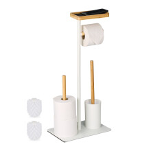 Conjunto de porta-rolo de papel higiênico e escova com prateleira