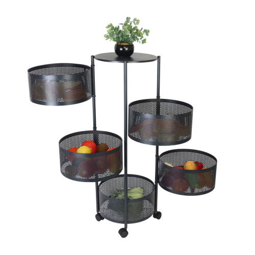 Kitchen Cart with Swivel Shelves - Metal, Rolling, Storage
