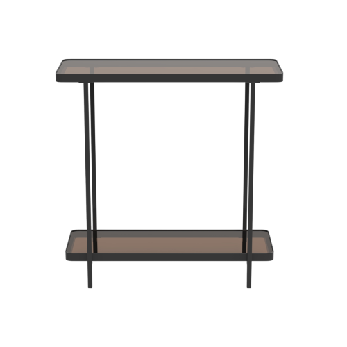 Console table with two smoked glass shelves, 80 cm wide - ORA 1
