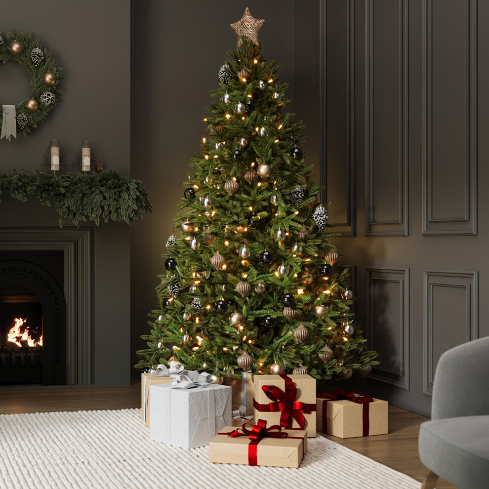 Charles Bentley Luxury Pre-Lit Faux Nordic Spruce Hinged Christmas Tree