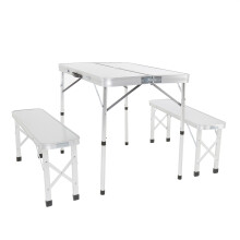 Charles Bentley ODYSSEY 4 Seater Compact Folding Aluminium Bench Camping Dining Set Four Seats Camping Table Outdoor Portable