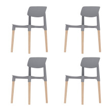 (Grey) MADRID Scandinavian Dining Chair w/ Beech Wood Legs Minimalist Kitchen Seat Home