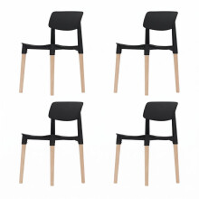 (Black) MADRID Scandinavian Dining Chair w/ Beech Wood Legs Minimalist Kitchen Seat Home