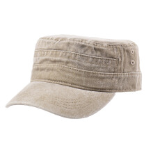 Comfortable Baseball Cap Distressed Wash Cotton Flat-Khaki