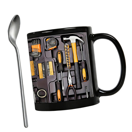 Artistic Cup Coffee Cup Toolbox Pattern-With regular spoon