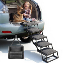 Escada Dobrável para Animais com 5 Degraus - Duoku - Ideal para SUV, Caminhões - Camas Altas e Sofás - Projetada para Suportar até 90,72 kg