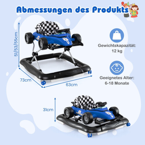 4-in-1 Baby Walker with Adjustable Height and Music 1