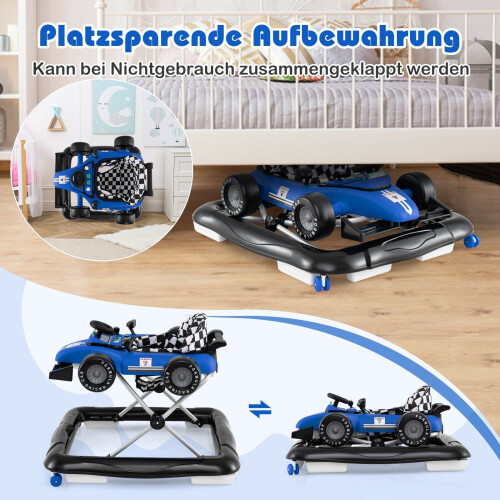 4-in-1 Baby Walker with Adjustable Height and Music 2