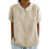 Women's cotton and linen top solid color collared-apricot L 1
