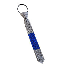 Fashionable Necktie Necklace Encrusted Beaded for-silver blue