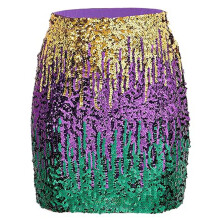 Womens Sparkly Sequins High Waist Mini Bodycon-gold p green M