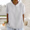 Women's cotton and linen top solid color collared-apricot L 7