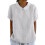 Women's cotton and linen top solid color collared-White XXL 1
