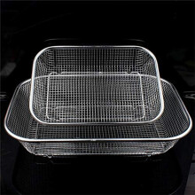 Metal Mesh Strainer Tray Basket Rectangle Drainer for Kitchen 30 x 22 x 5.5 cm