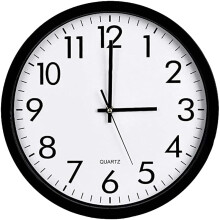 Quartz Basic Wall Clock Round Vintage Analogue Clocks for Home Kitchen Bedroom 24 cm - Black