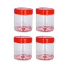 4PCS 300mL Plastic Food Storage Jar with Lids Kitchen Pet Food Storage Jar Reusable Freezer Storage Containers