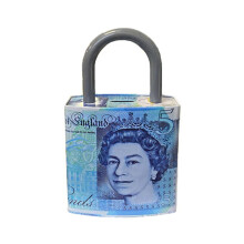 Queen Elizabeth Money Tin Box Piggy Bank Box Pound Note Reusable Coin Box Padlock Shape with Handle 16.5 x 9.5 x 26.5cm Random Sent