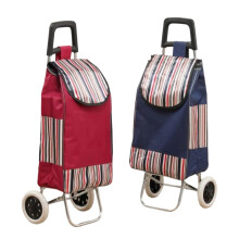 Shopping Trolley Solid Colour with Striped Pattern Lightweight Wheeled Shopping Trolley Push Cart Luggage Bag Random Colours