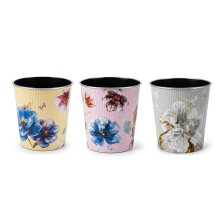 Beautiful Floral Bin Paper Office Bin Waste Storage Paper Rubbish Bins for Bedroom Random Colours Styles 259g 24 x 23cm