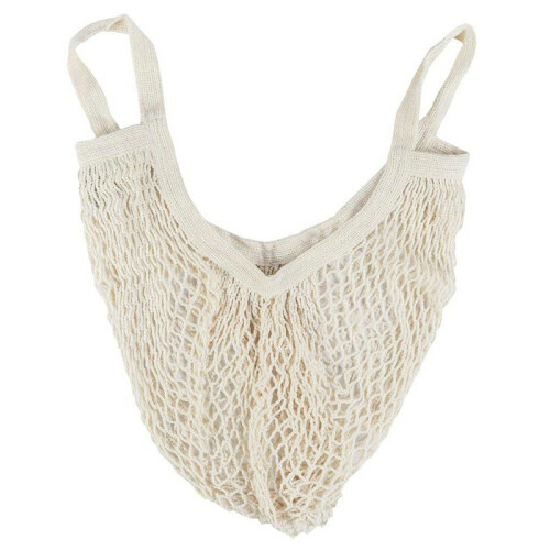 Reusable Mesh Net Turtle Bag Braided Shopping Fruit Storage Handbag Totes - White