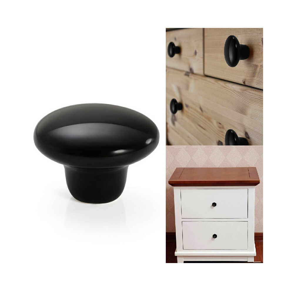 38Mm Ceramic Single Hole Cupboard Handles Drawer Pulls Kitchen Cabinet Knobs - Black 5051225911607