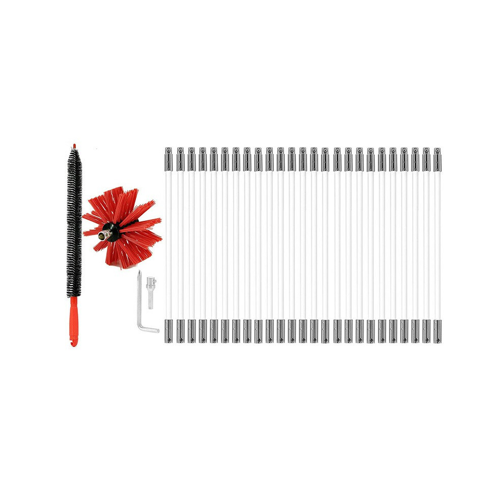 Flexible Chimney Sweep Set Flue Sweeping Brush And Rod Kit Soot Cleaning Rods - 25 Rods 5051225913427