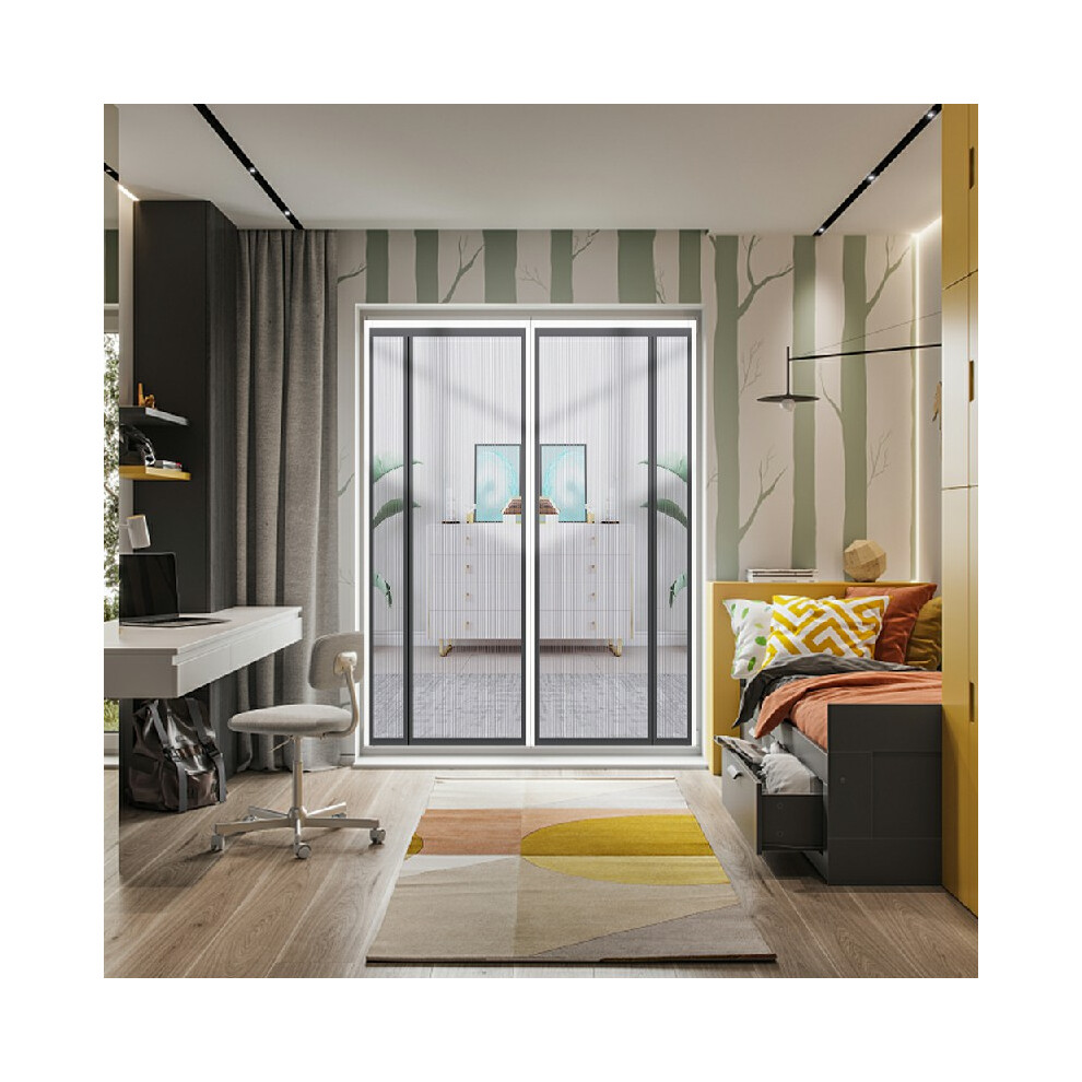 Side Opening Magnetic Screen, Removable Insect Fly Mesh For Door - Grey, 100X210cm 5051225913212