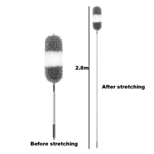 Extendable Feather Duster Long Duster Magic Cobweb Duster Brush - Grey+White 2