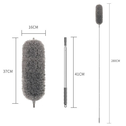 Extendable Feather Duster Long Duster Magic Cobweb Duster Brush - Grey 2