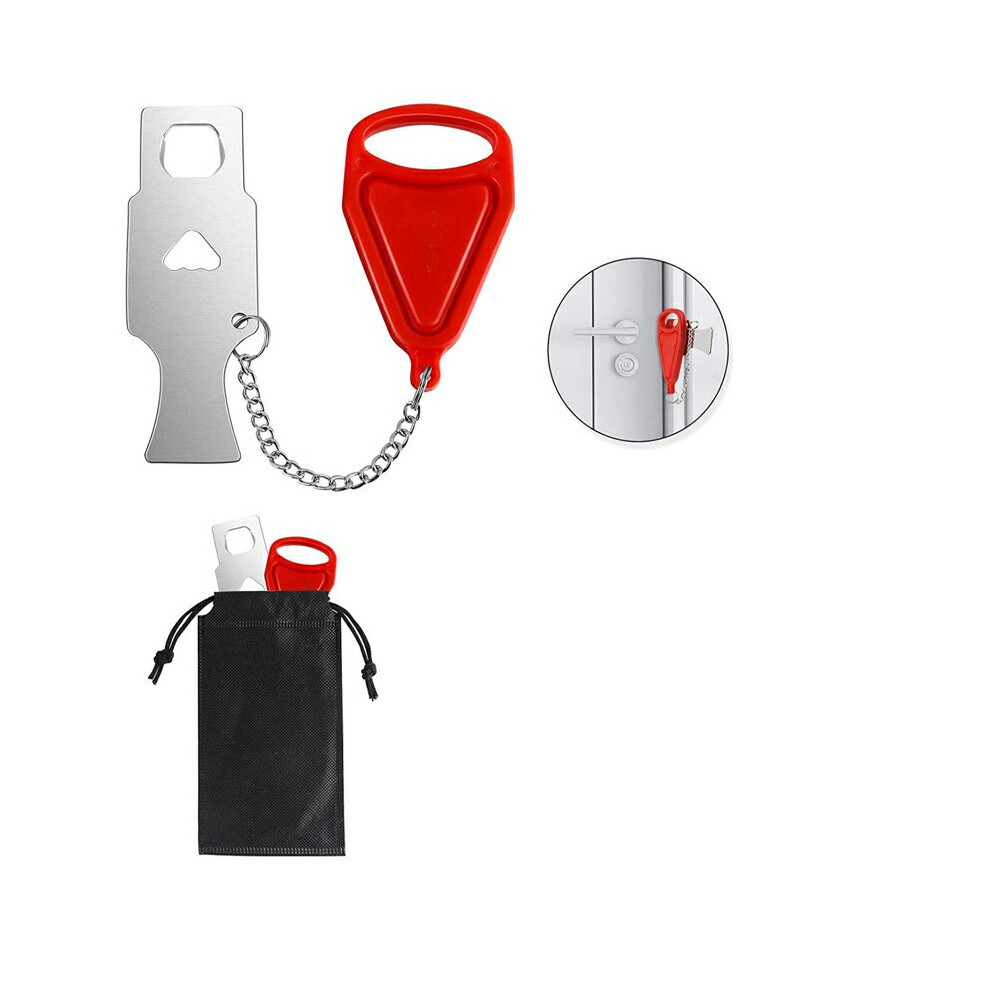 Portable Door Lock Travel Lock Additional Safety And Privacy Lock Security - Red. 5051225911331