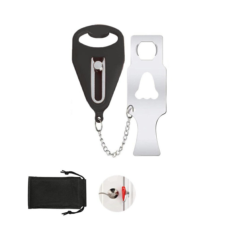 Portable Door Lock Travel Lock Additional Safety And Privacy Lock Security - Black. 5051225911324