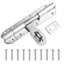 6 Inch Stainless Steel Tower Door Bolt Lock with Screws Heavy Duty Door Security Bolts Barrel Slide Bolt for Garden Silver