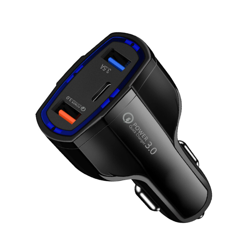 Qc3.0 Dual Usb + Pd Car Charger Type-C 48W Car Charger Cigarette Lighter Charger Adapter Compatible With Iphone Galaxy Ipad Tablets Black 5051225916084