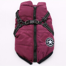 Pet Clothes Autumn Winter Warm Padded Coat Reflective Dog Vest Puppy Jacket with Harness - Purple 4XL