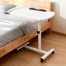 Adjustable Overbed Table Over Hospital Bed Tray with Wheels for Home Use or Medical - White