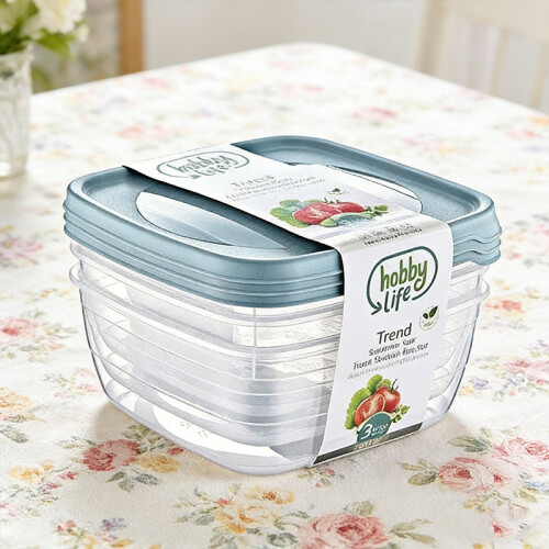 3PCS 2.5L Square Plastic Food Storage Container for Home Kitchen Random Colours 1