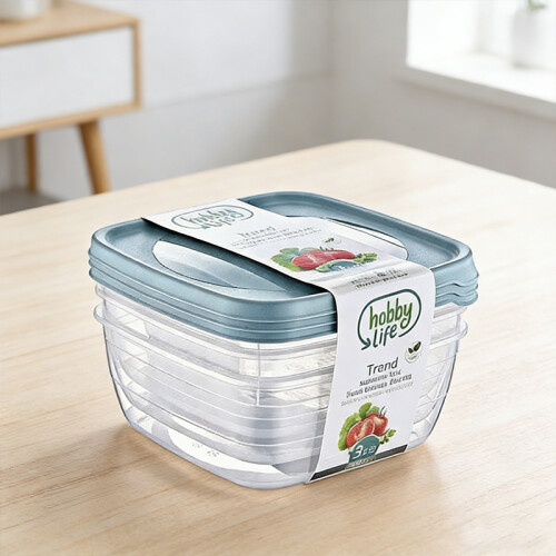 3PCS 2.5L Square Plastic Food Storage Container for Home Kitchen Random Colours 2