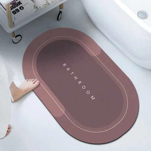 Bathroom Absorbent Bath Mat Long Oval 59cm Assorted Copywriting and Colours - Random Sent