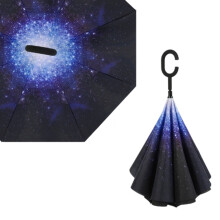 Starry Sky Pattern Double Layer Inverted Umbrella Cars Reverse Open Folding Umbrellas Windproof UV Protection Large Self Stand Upside Down Straight Um
