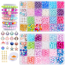 2 Box About 1190pcs Ocean Beads Bracelet Making Kit for Beginner Age 6-12 Girls Gifts Coloured Big Hole Bead for Jewellery Making Necklace DIY Crafts
