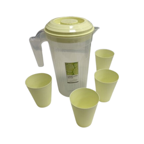 2400ml Transparent Plastic Water Juice Jug with Cups - Random Colour 2