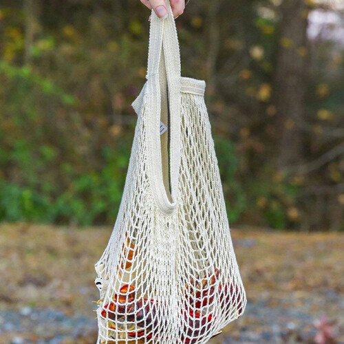 Reusable Mesh Net Turtle Bag Braided Shopping Fruit Storage Handbag Totes - White 2