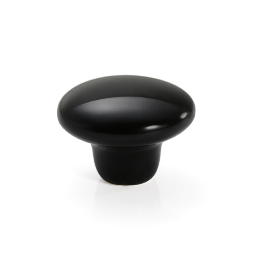 38mm Ceramic Single Hole Cupboard Handles Drawer Pulls Kitchen Cabinet Knobs - Black 2